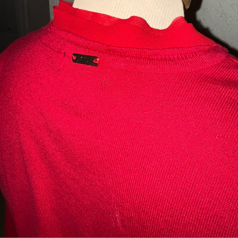 Thalia Sodi Red Sweater Cardigan 3/4 sleeve size L - Picture 5 of 8